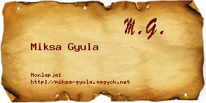 Miksa Gyula névjegykártya